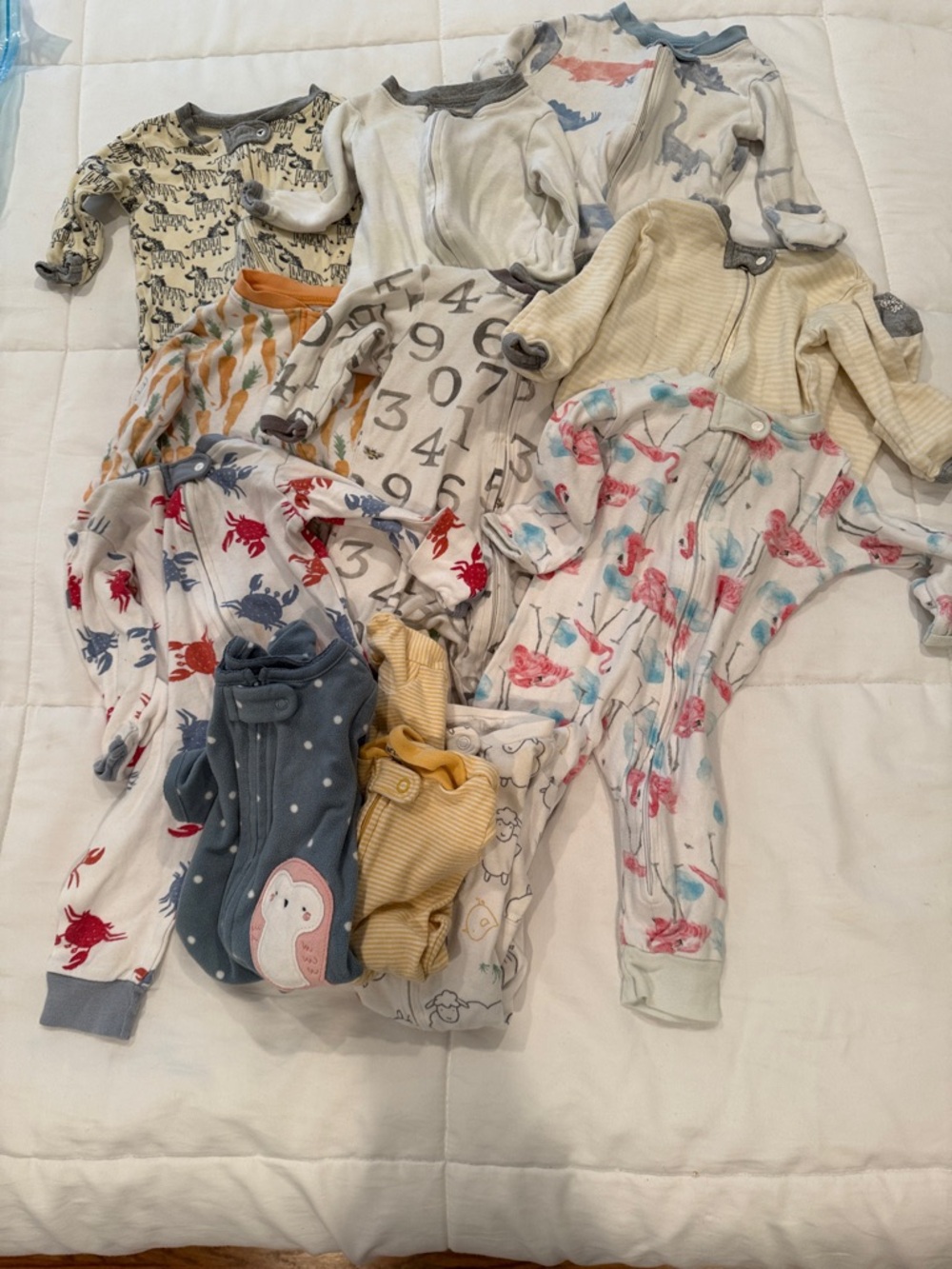 11 Burts bees baby and carters One-Piece zip up pajama sleep and play 0-3 mo